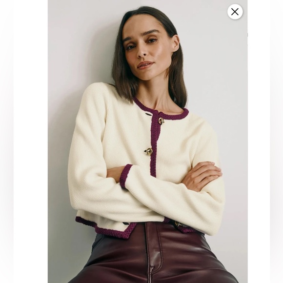 Derek Lam 10 Crosby x RTR Contrast Piping Cardigan, Size: XS - Picture 3 of 13